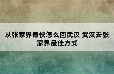 从张家界最快怎么回武汉 武汉去张家界最佳方式